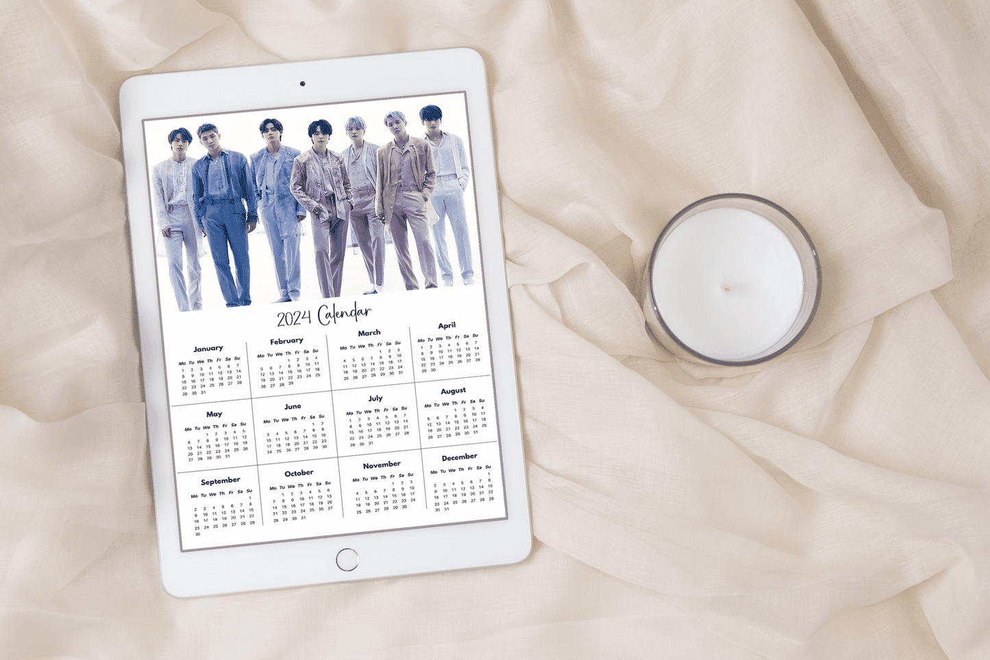 2024 BTS OT7 Yearly Digital Calendar| Desktop & Mobile Calendar |Instant Download