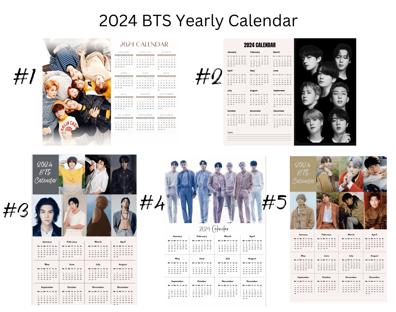 2024 BTS OT7 Yearly Digital Calendar| Desktop & Mobile Calendar |Instant Download