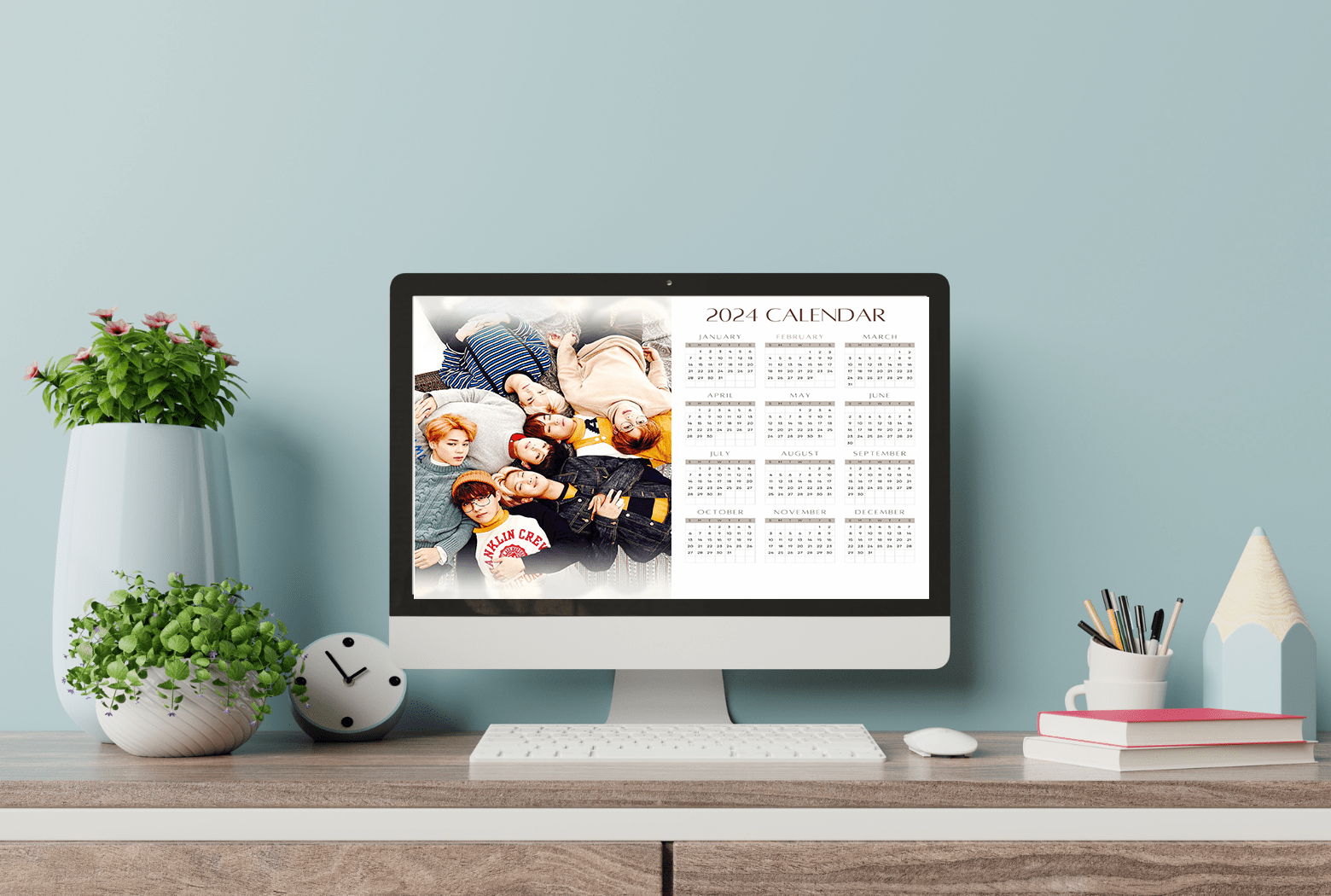 2024 BTS OT7 Yearly Digital Calendar| Desktop & Mobile Calendar |Instant Download