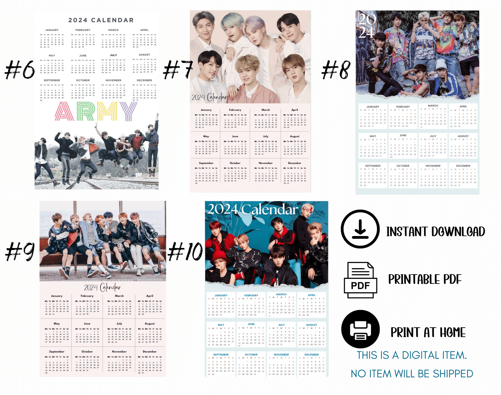 2024 BTS OT7 Yearly Digital Calendar| Desktop & Mobile Calendar |Instant Download