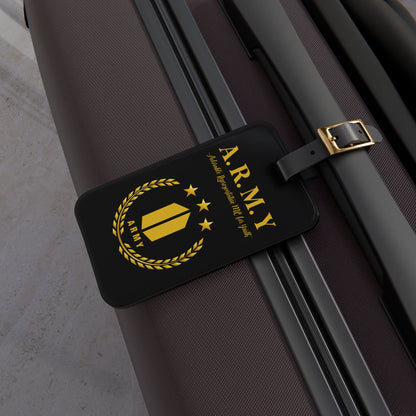 BTS Luggage Tag |Keychain |Lanyard |ID Holder |Badge Holder- Black with Gold Army Logo