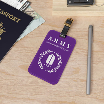 BTS Luggage Tag |Keychain |Lanyard |ID Holder |Badge Holder - Dark Purple