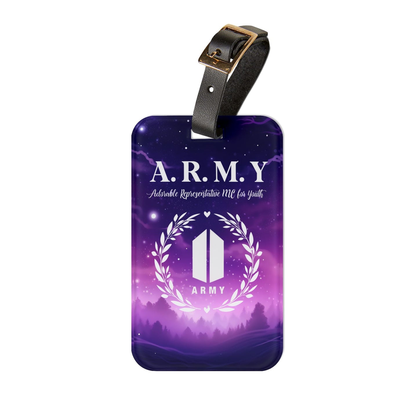 BTS Luggage Tag | Keychain | Lanyard | ID Holder | Badge Holder - Gradient Purple