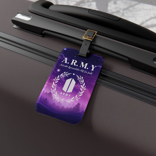 BTS Luggage Tag | Keychain | Lanyard | ID Holder | Badge Holder - Gradient Purple