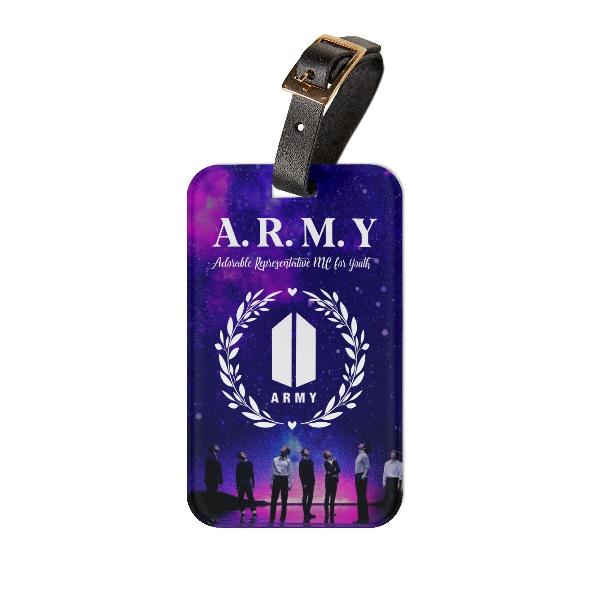 BTS Luggage Tag, Keychain | Lanyard | ID Holder| Badge Holder - Gradient Purple with BTS