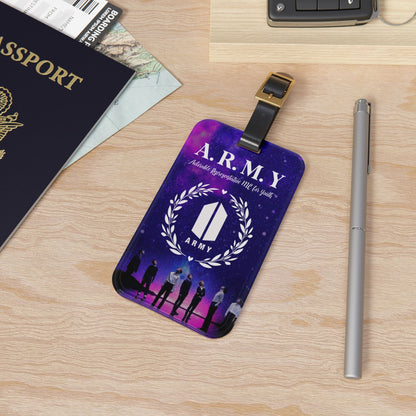 BTS Luggage Tag, Keychain | Lanyard | ID Holder| Badge Holder - Gradient Purple with BTS