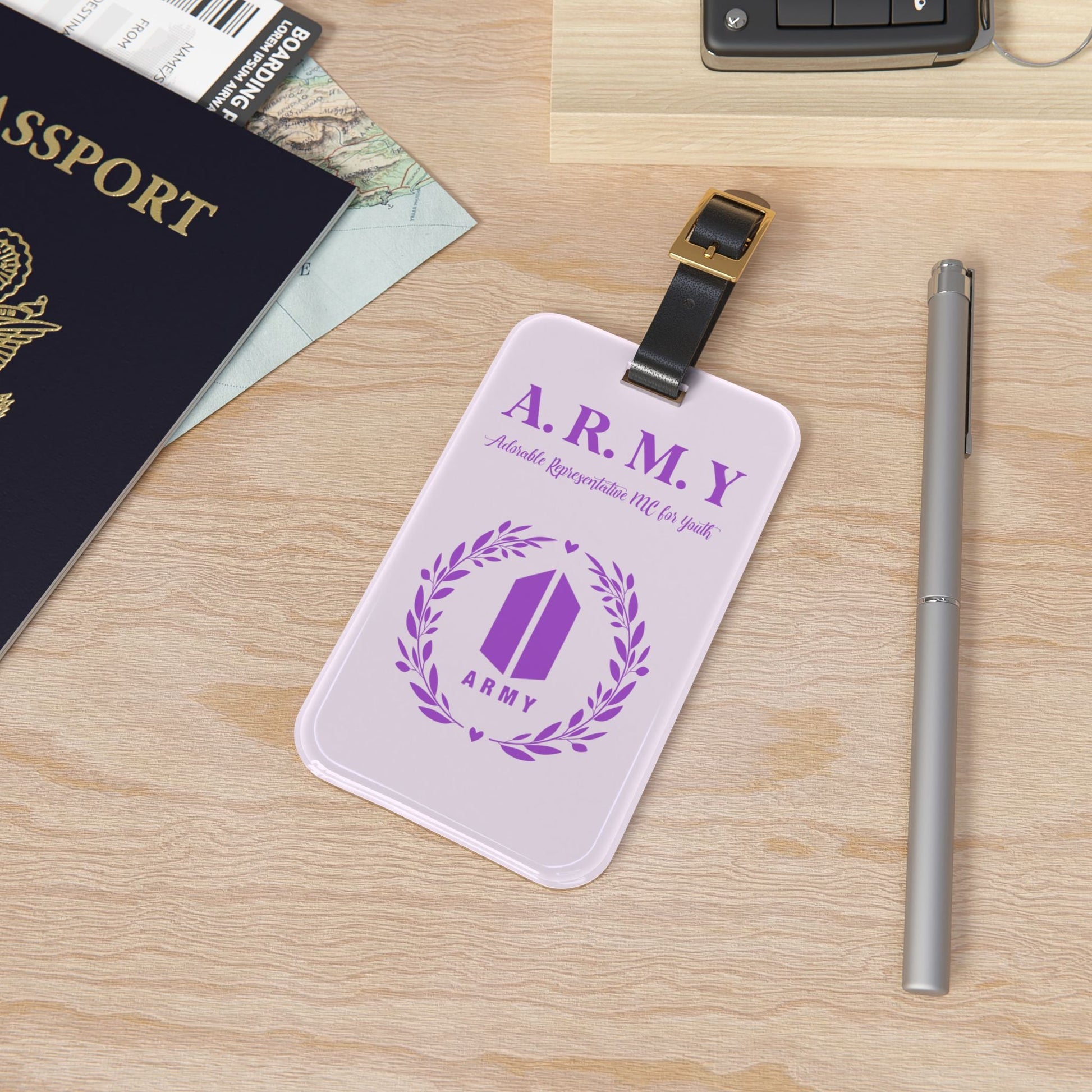 BTS Luggage Tag |Keychain |Lanyard |ID Holder |Badge Holder - Light Purple